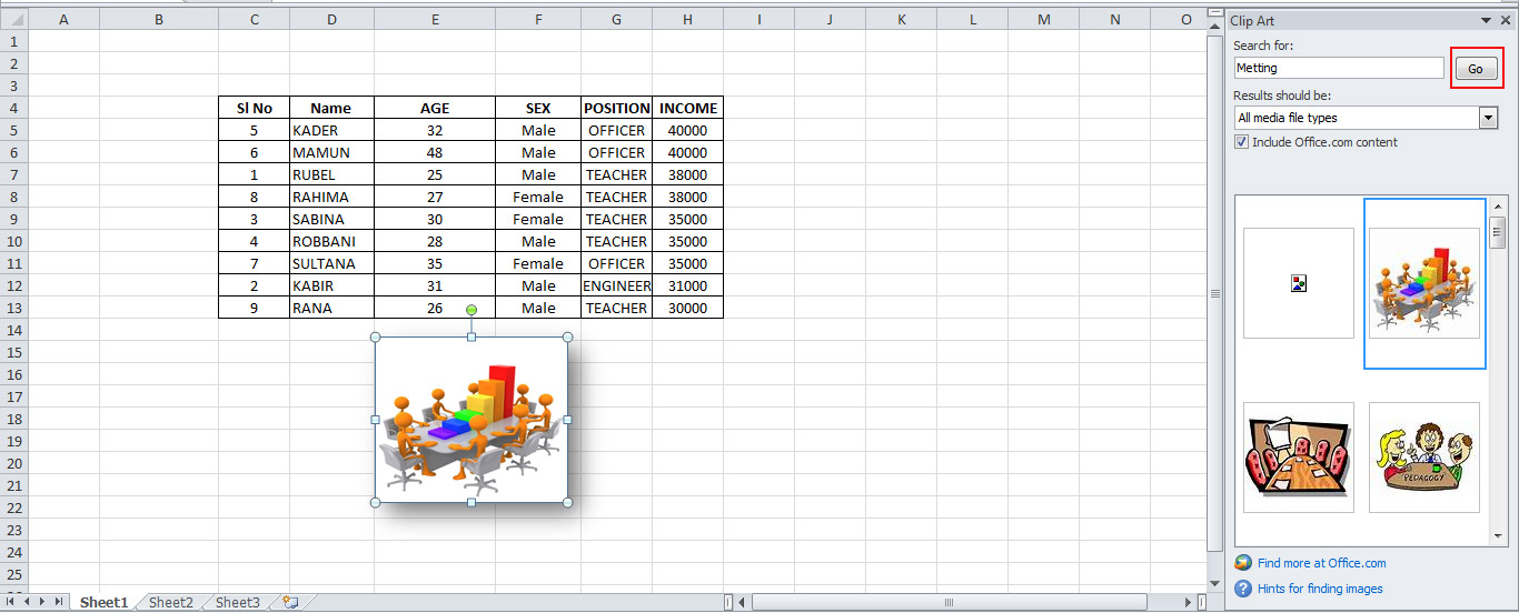 clipart in excel - photo #24