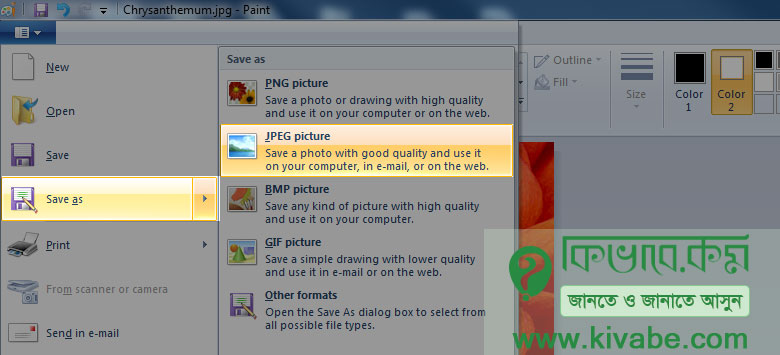 Save as and then JEPG picture 