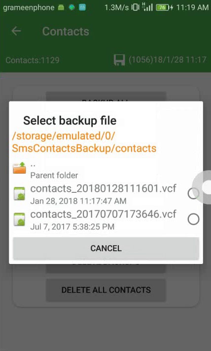 Select Backup file