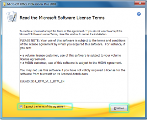 Office 2010 License Agreement