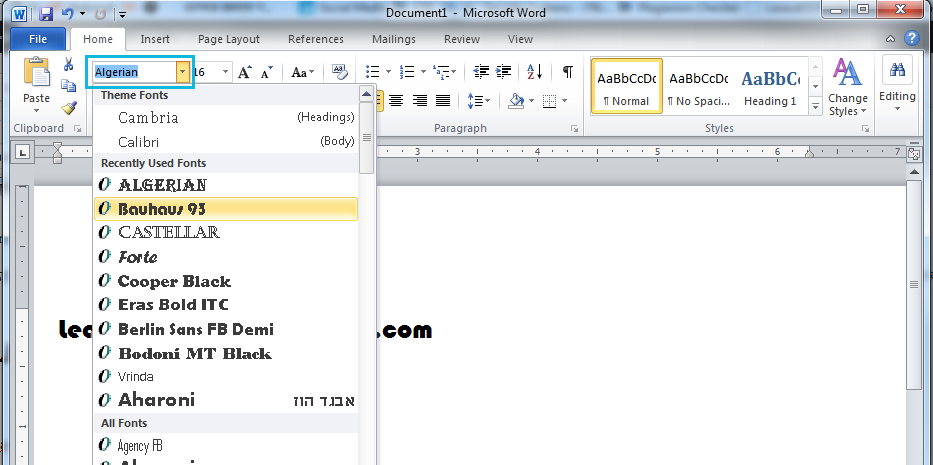 Font in MS Word with ribbon