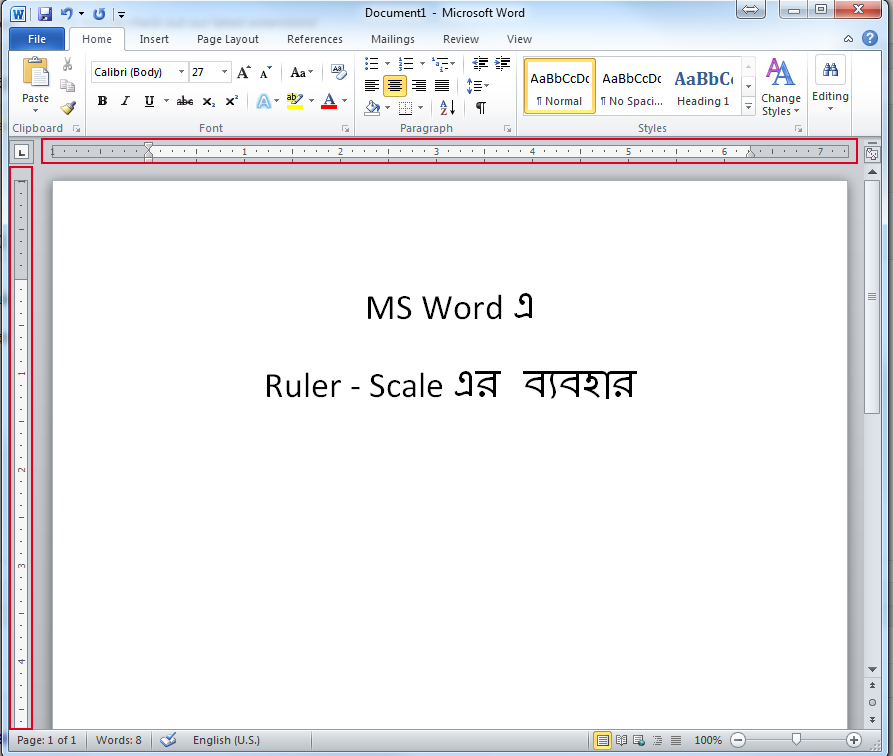 use of Ruler - Scale in MS Word 