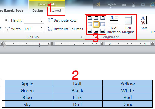 Alignment in Table Layout
