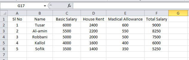  A Complete Salary Sheet in excel