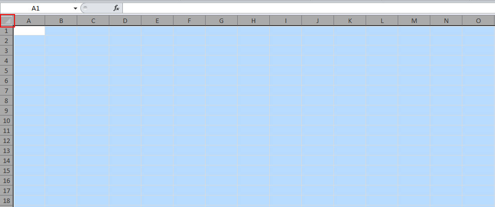 Full Page Select in Excel