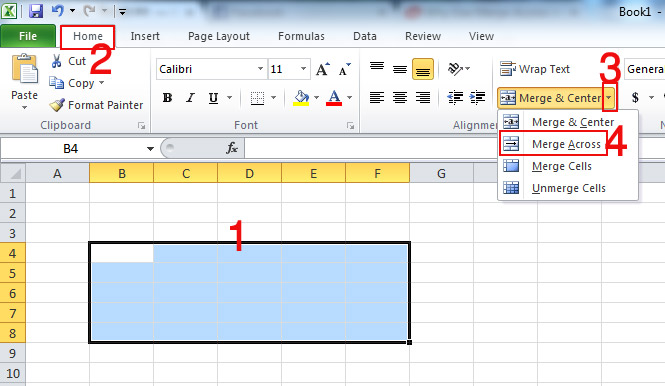 Merge Across in Excel