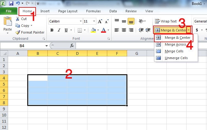 Merge Cell & Center in Microsoft Excel