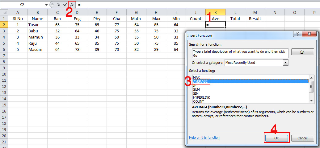 Other Option for AVERAGE Function in Excel