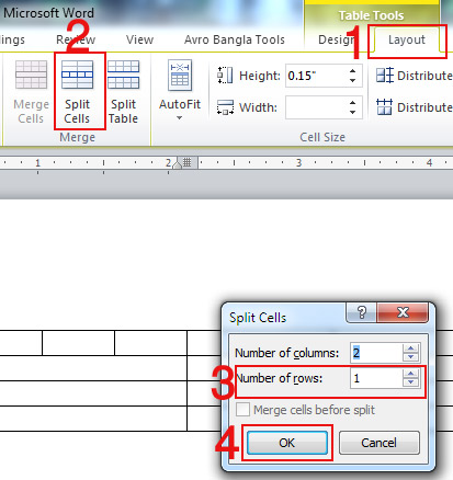 Split Cells in Table layout