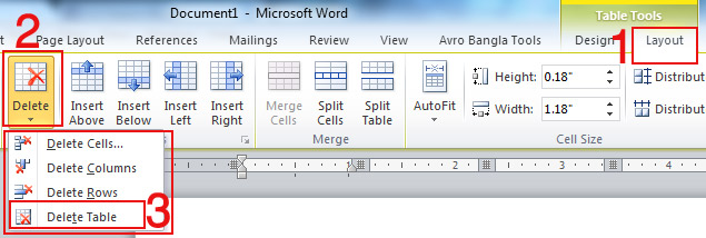 Table Delete in MS Word