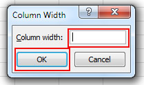 Use Cell Width Option in Excel