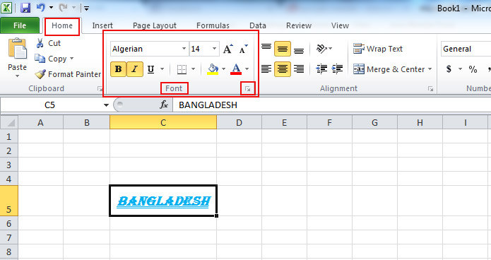 Use Home Tab for Font Change in Excel 
