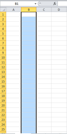 Use of mouse for Column in Excel