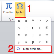 Symbol in ms word