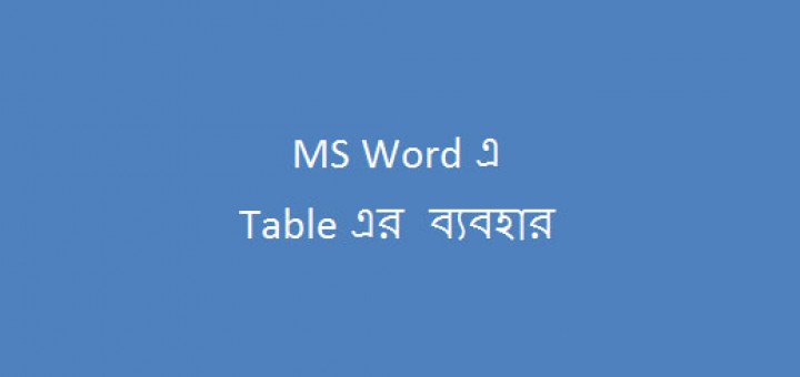 MS Word 2010 এ Table এর ব্যবহার