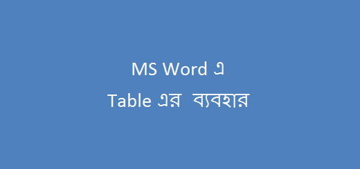 MS Word 2010 এ Table এর ব্যবহার
