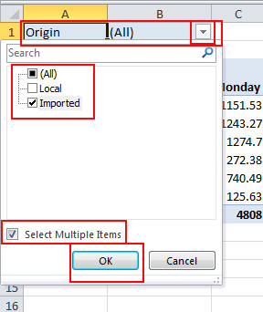 Use of Drop Down Option for Only Imported Products in Excel