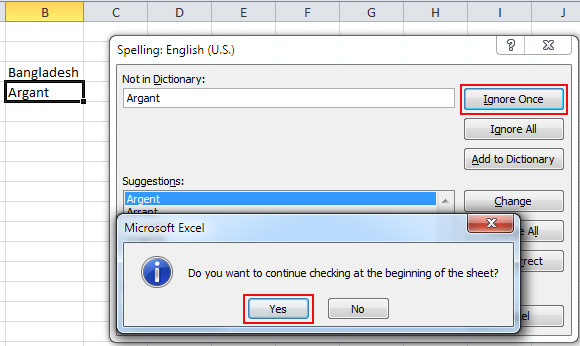 Use of Spell Check Option in Excel 2