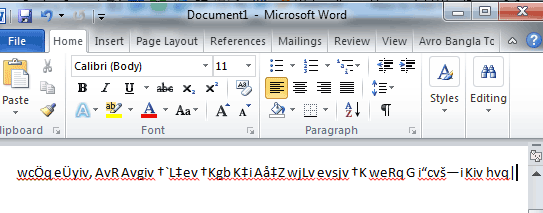 Converted Text in Word Document