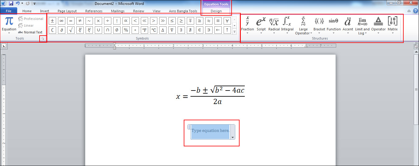 How to Write Mathematical Equation in MS Word Page