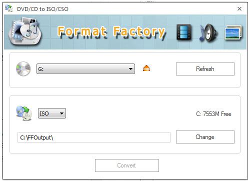 Format Factory DVD CD to ISO CSO