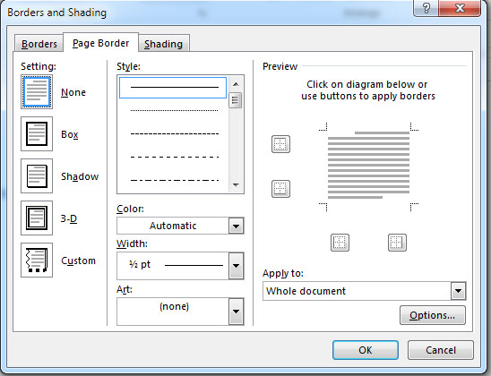 Use of Borders and Shadings in Word Pages