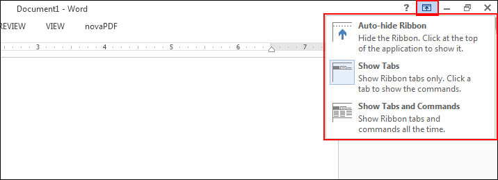 Use of Ribbon Display Option in MS Word 2013
