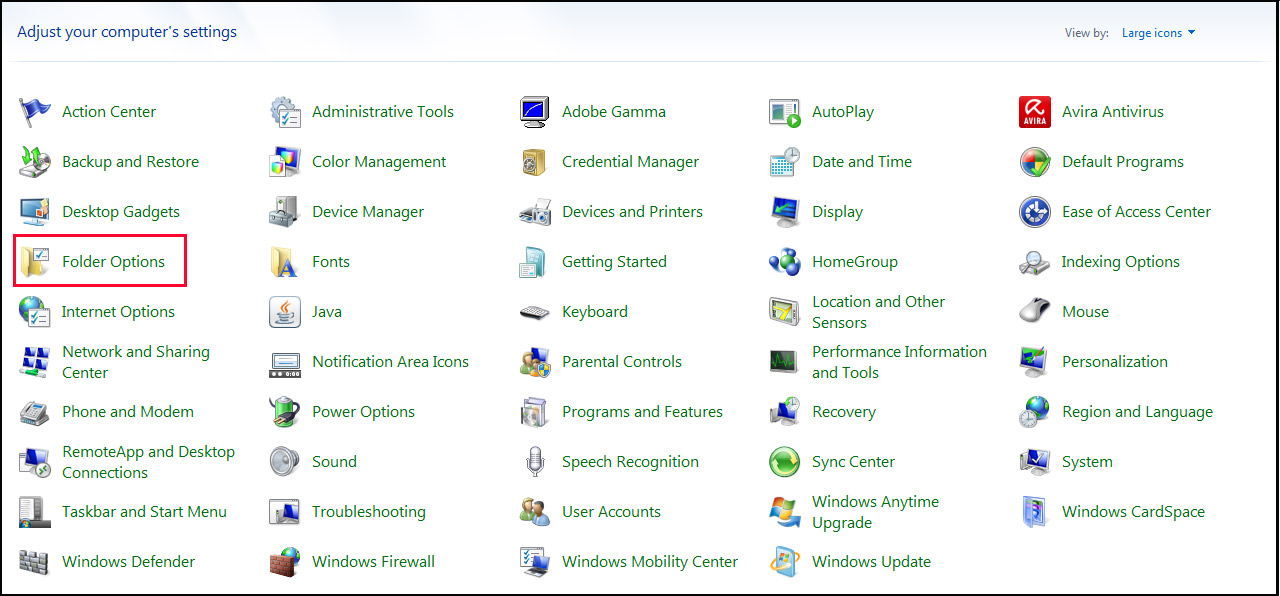 Open and Fiend Folder Option in Control Panel