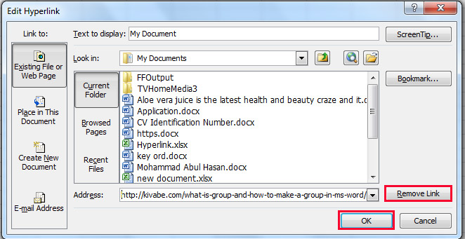 Other Command of Removing hyperlink in MS Excel 2013