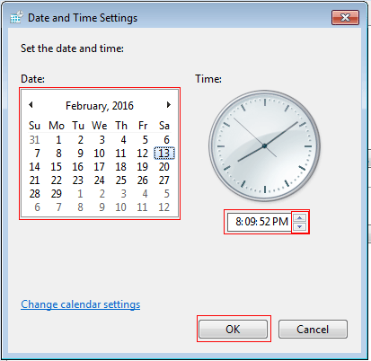 Set Time and Date this Dialogue Box