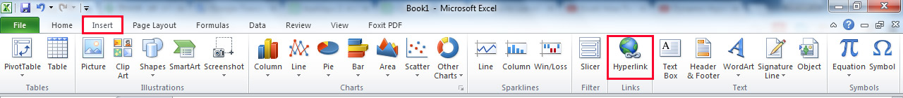 Use Of Hyperlink in MS Excel Ribbon