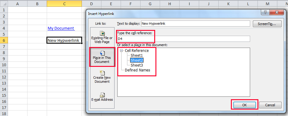 Use of Hyperlink for Linked a New Sheet