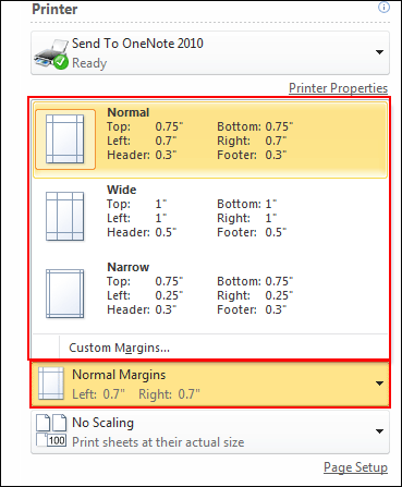 Use of Margins in Excel Printing Pages 