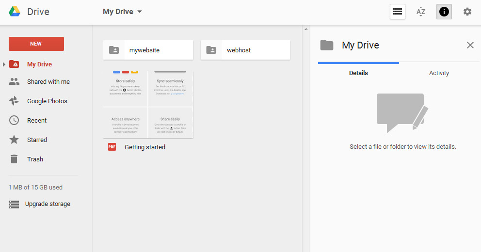 google drive file folders