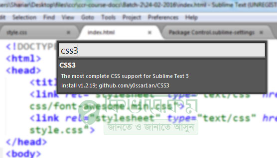 install css3 package in sublime text