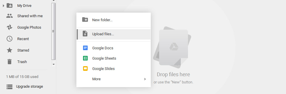 upload files on google drive