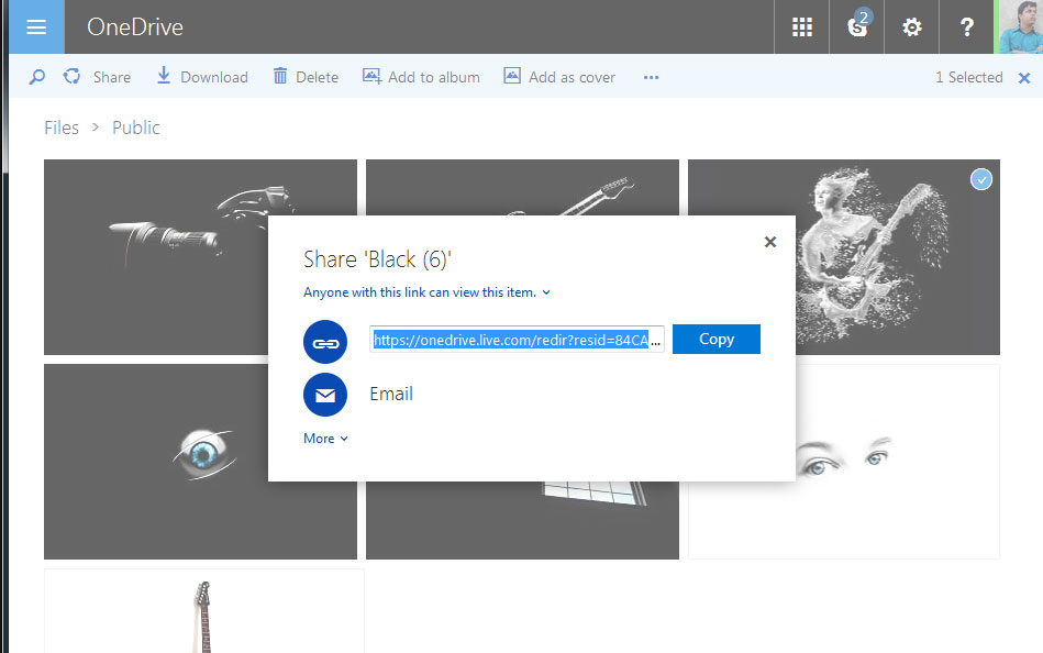 file share with onedrive