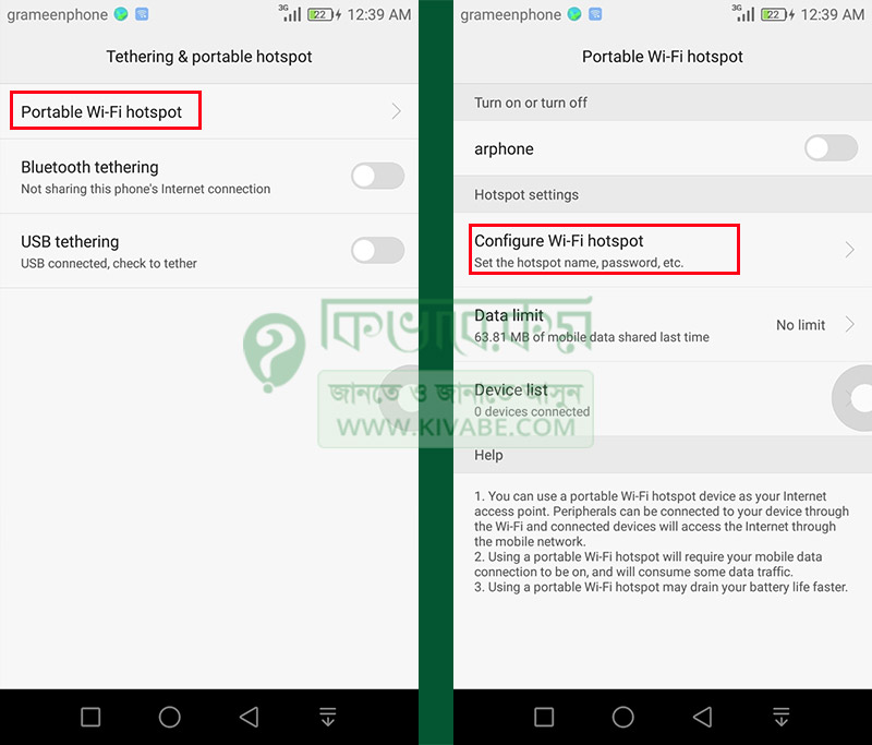 Configure portable WiFi Hotspot