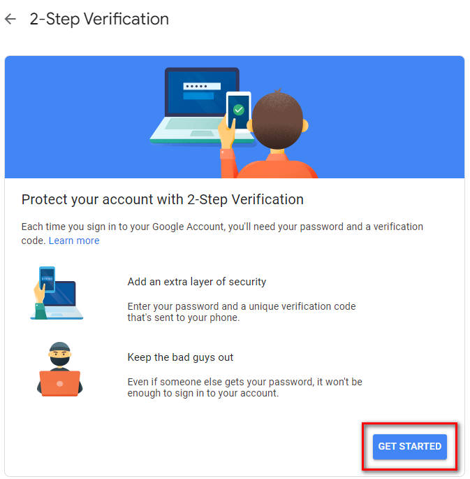 Get Started 2-step Verification