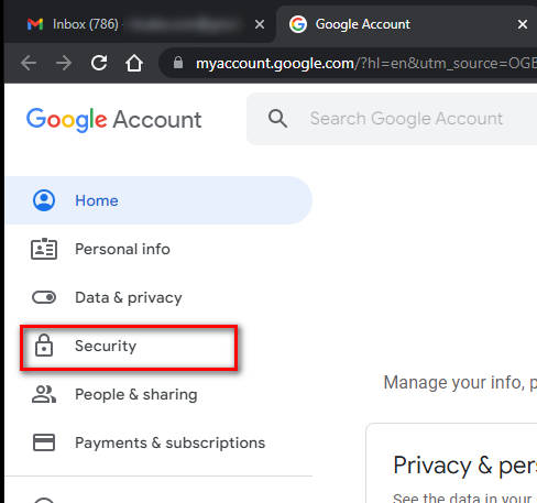 Google Security Settings