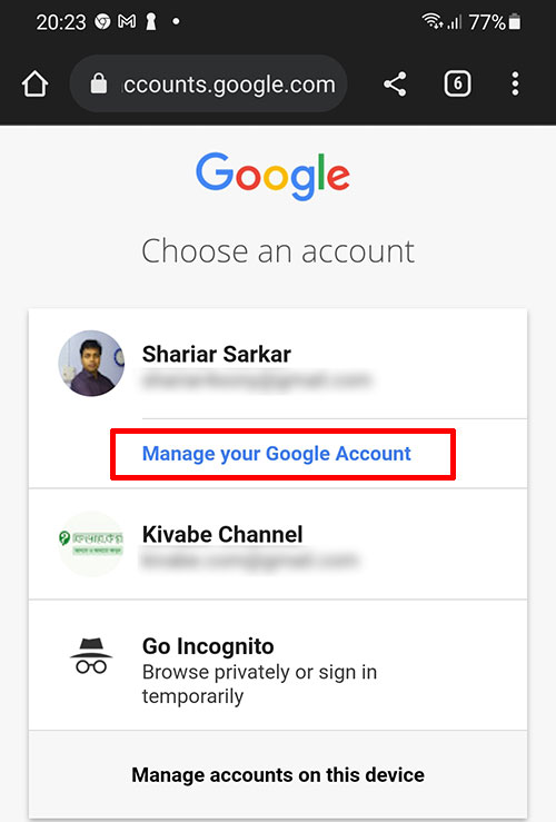 Manage Google Account in Mobile Phone