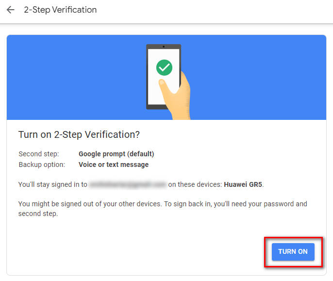 Turn on Two-step verification