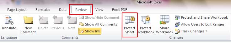 Excel ওপেন করে Review থেকে Protect Sheet