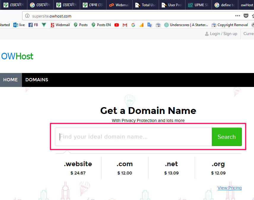 Search Domain at OW Host