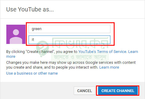 create youtube channel name