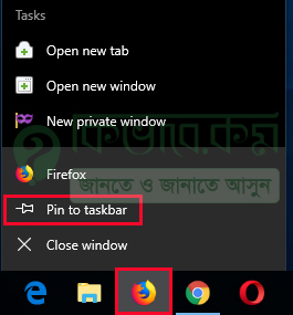 click pin to taskbar