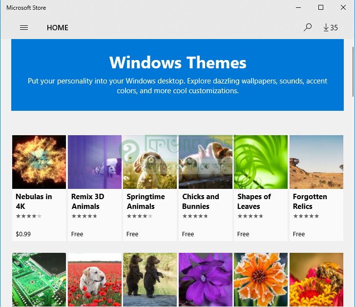 Download windows themes from Microsoft Store