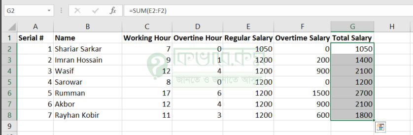 Excel Overtime Salary Sheet