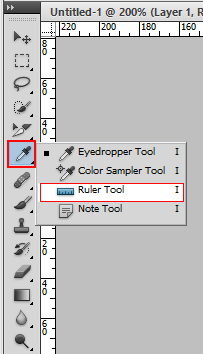 photoshop ruler tool line missing