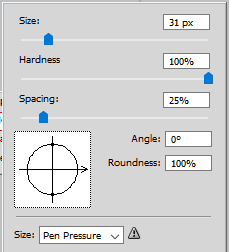 click to size,hardness, spacing